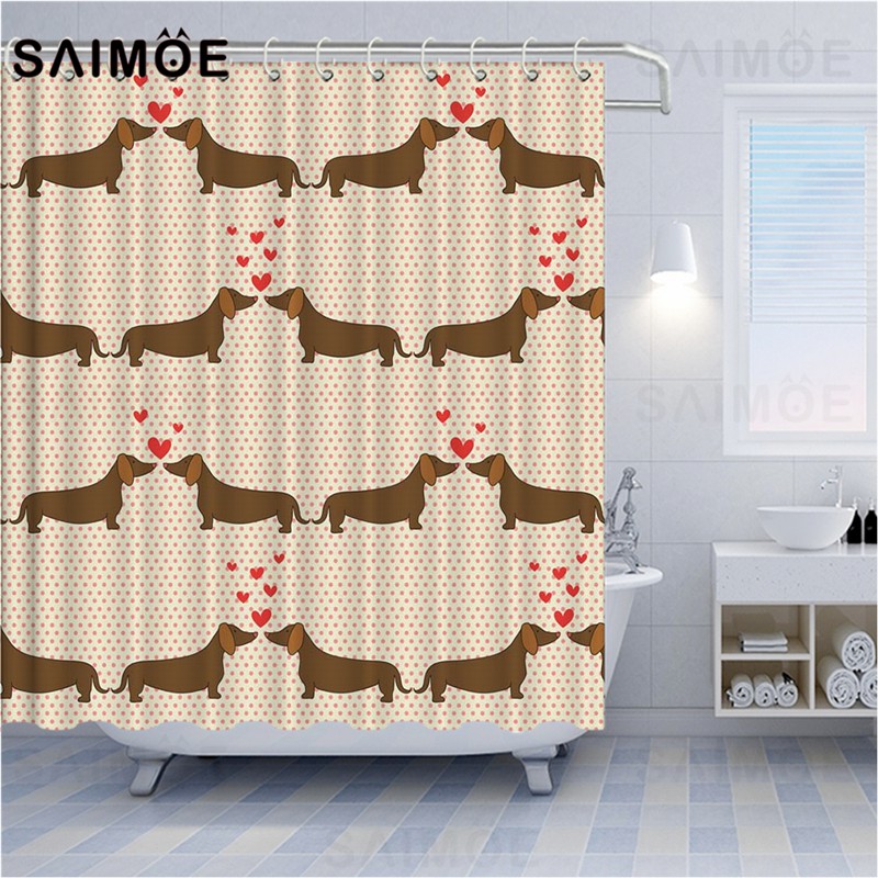 Atomax Cartoon Pet Dog Bath Curtains, Dachshund Shower Curtain