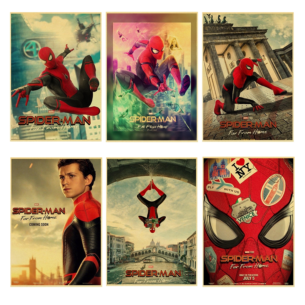 Superhero Movie Spider Man Far From Home Poster Marvel Movie Wall Stickers Vintage Poster Prints For Bar And Home Decor Shopee Singapore