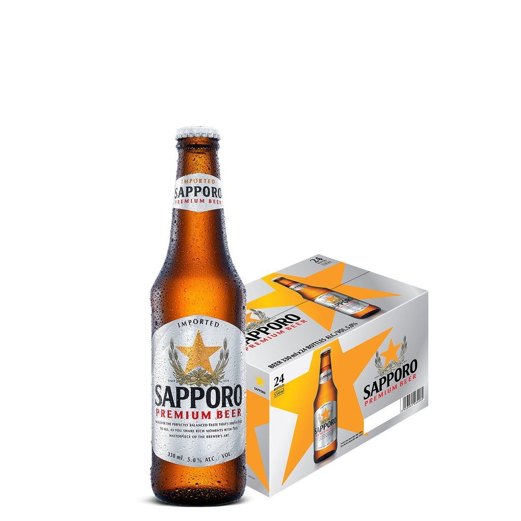 Sapporo Premium Beer Bottle, 24 X 330ML ( Expiry 01 NOV 2022
