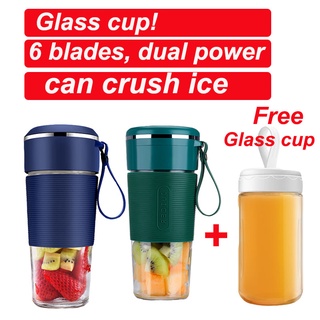 Portable Juicer 6 Blade Blender with glass cup can crash ice Electric Puree Mixer Mini Fruit Juice USB ice blender