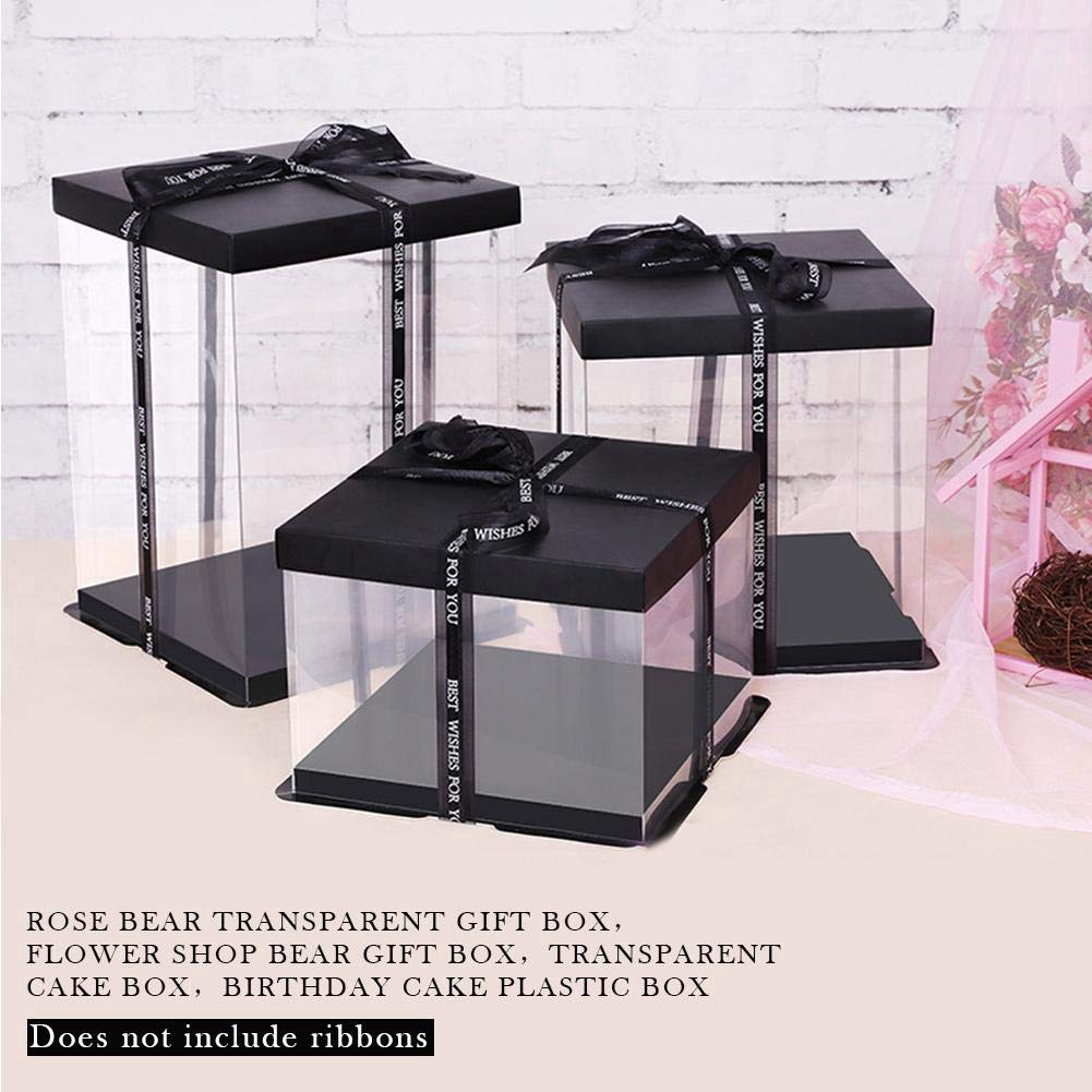 20cm 25cm 35cm Transparent Gift Box Plastic With Black Lid And Base Letitia Shopee Singapore