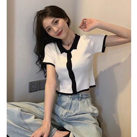 Jeline - JENNIE COLLAR RIB | Crop TOP BLACKPINK STYLE Women TOP / CROP ...