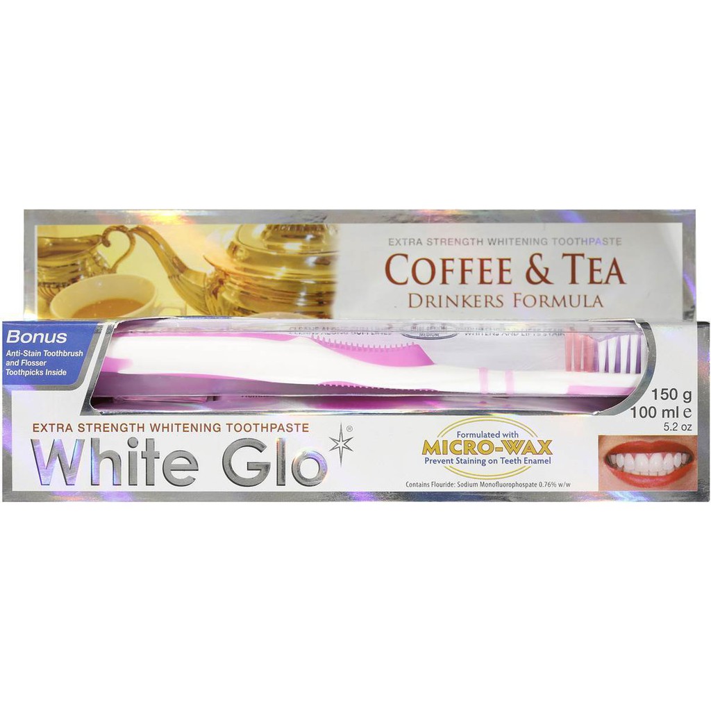 Free Toothbrush White Glo Coffee Tea Whitening Toothpaste 150g Shopee Singapore