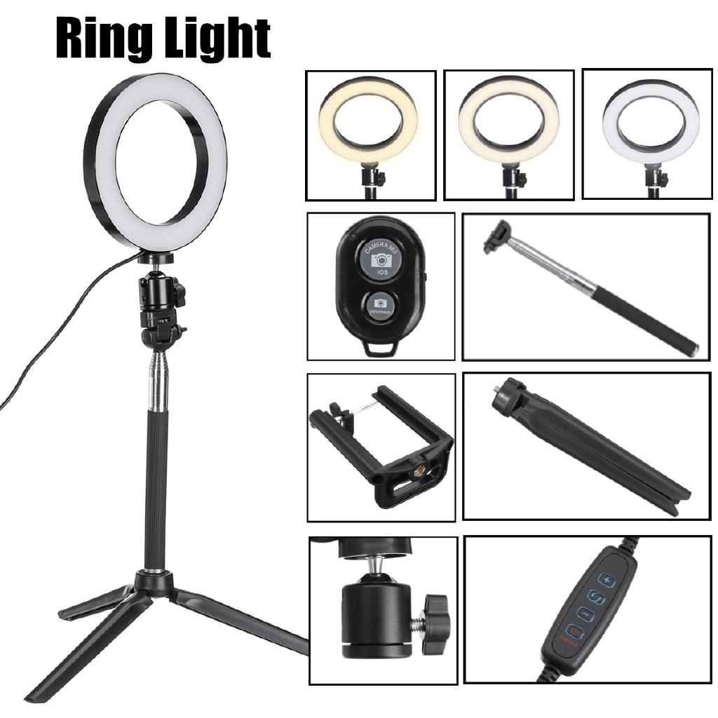 14.5/16/20CM LED Ring Light With Stand Lighting Kit 10 Level Brightness 3 Colors Shopee Singapore