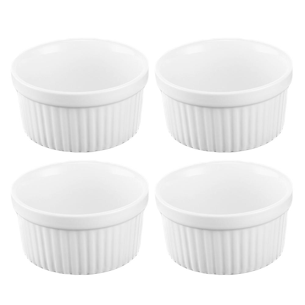 4X Ceramic Ramekins Souffle Baking Cups for Creme Brulee Custard