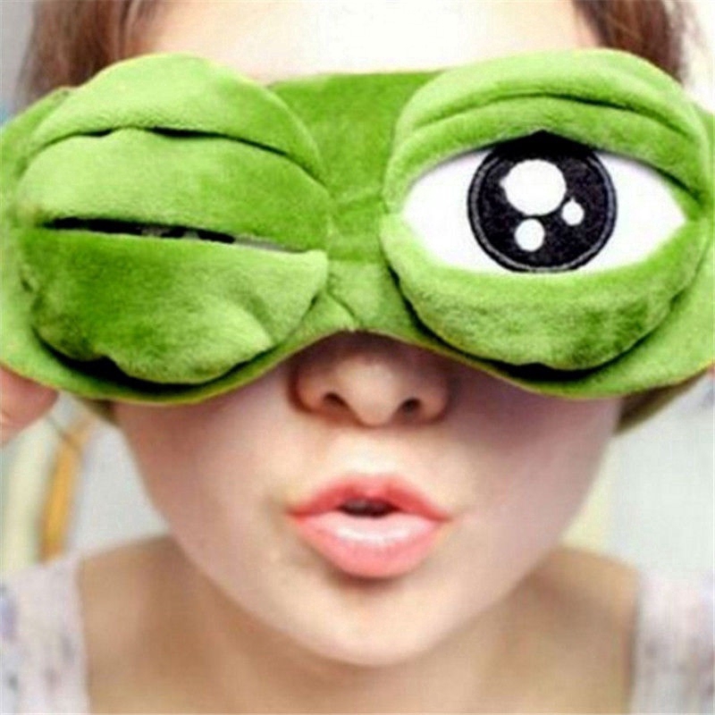 Women Men Soft Portable Travel Sleep Eye Masks / Sad Frog Designed 3D Cartoon Natural Sleeping Eyeshade / Sleeping Eyes Cover / Funny Rest Blindfold / Fashion Padded Eye Patch