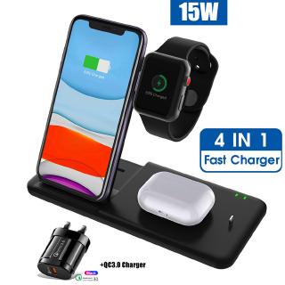 4 In 1 Wireless Charging Station For Apple Watch 15w Fast Qi Wireless Charger Stand Dock For Iphone 11 Xs Xr X 8 Airpods Pro Applewatch5 4 3 2 1 Ready Stock Shopee Singapore