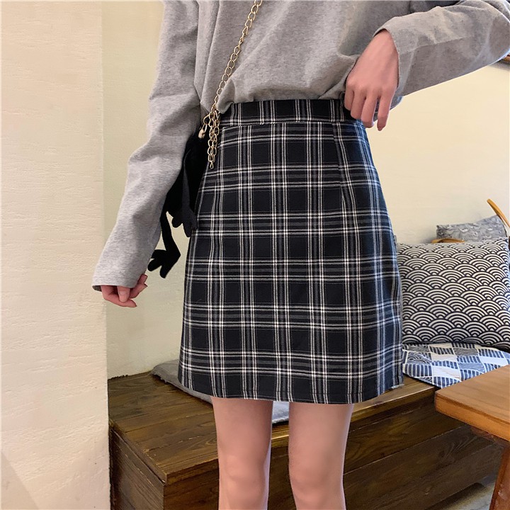 #8996 Women Office Wear Fashion Plaid Skirt Ladies Casual Mini Skirts ...