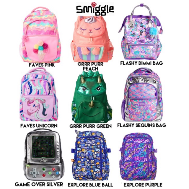 [Shop Malaysia] Smiggle Backpack Bag collection Fresh Explore Flashy ...