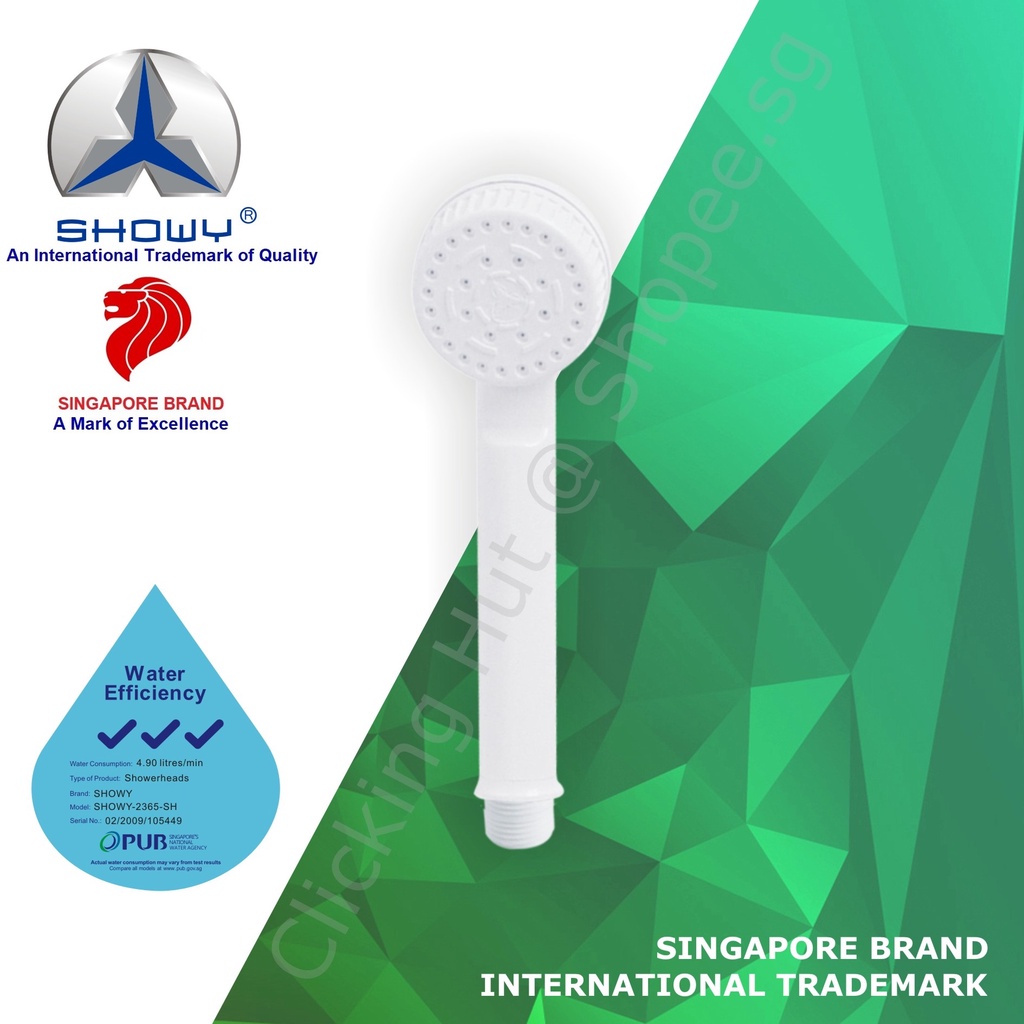 [SG LOCAL SELLER] SHOWY 1Function Hand Shower / Watersaving Shower Head (A SINGAPORE BRAND