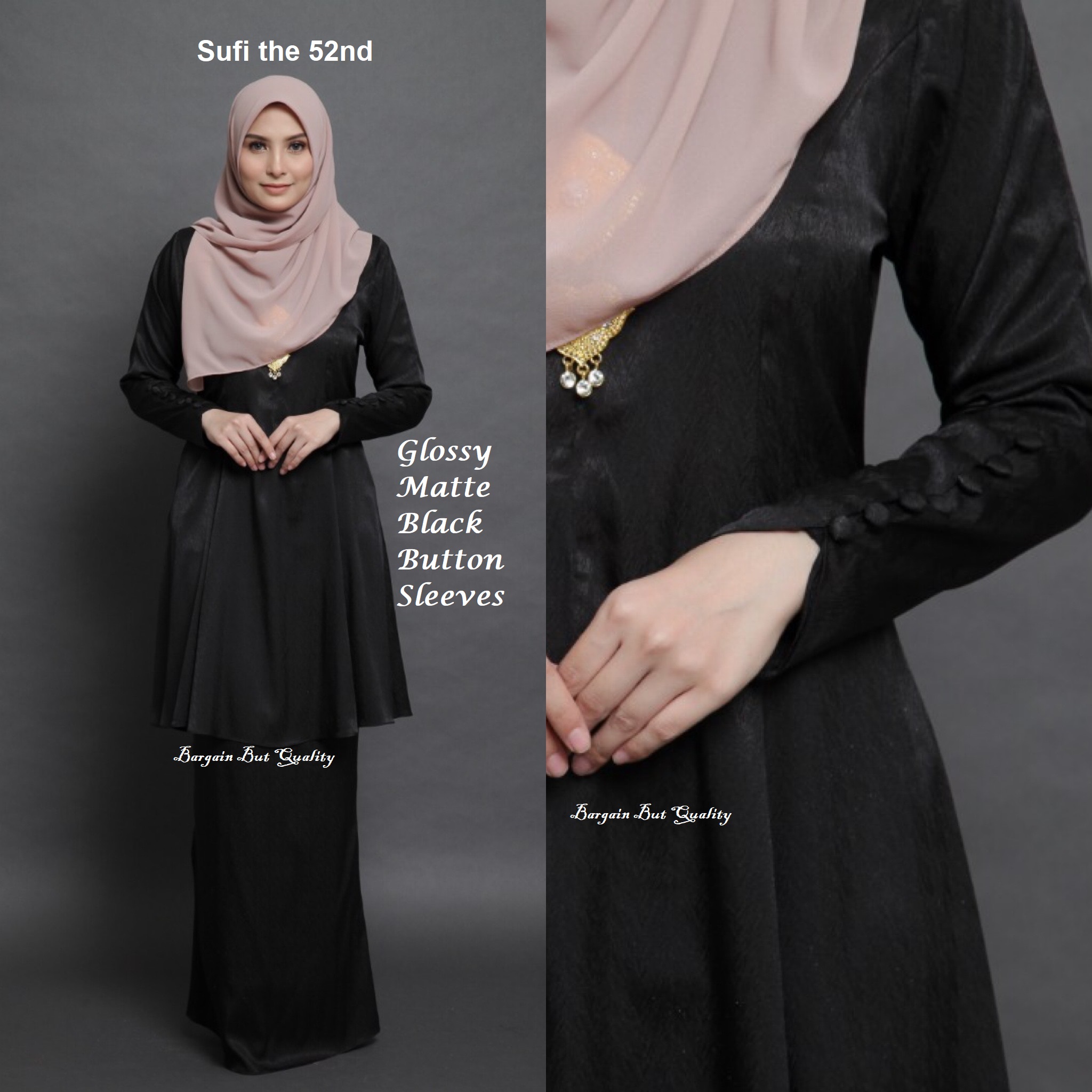 Sufi The 52nd Bargainbutquality Bbq Premium Kurung Riau Crepe Silk Button Sleeves Shopee Singapore