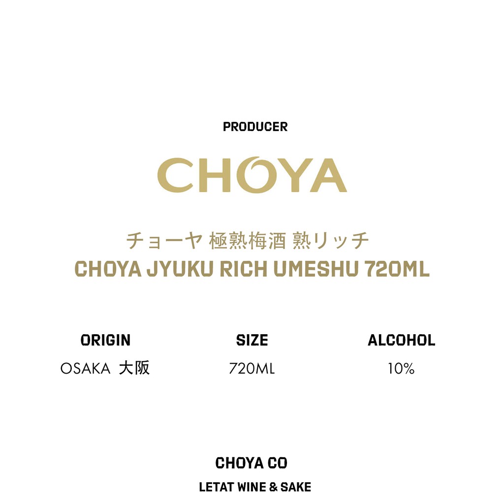 Choya Jyuku Rich Umeshu 720Ml[Umeshu] | Shopee Singapore