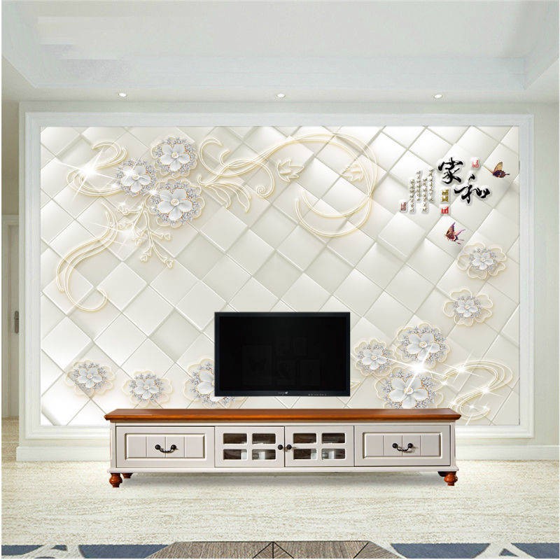wallpaper ❀Modern minimalist 3d living room TV background wallpaper 8d home  and film wall paint 5D Chinese soft bag deco | Shopee Singapore
