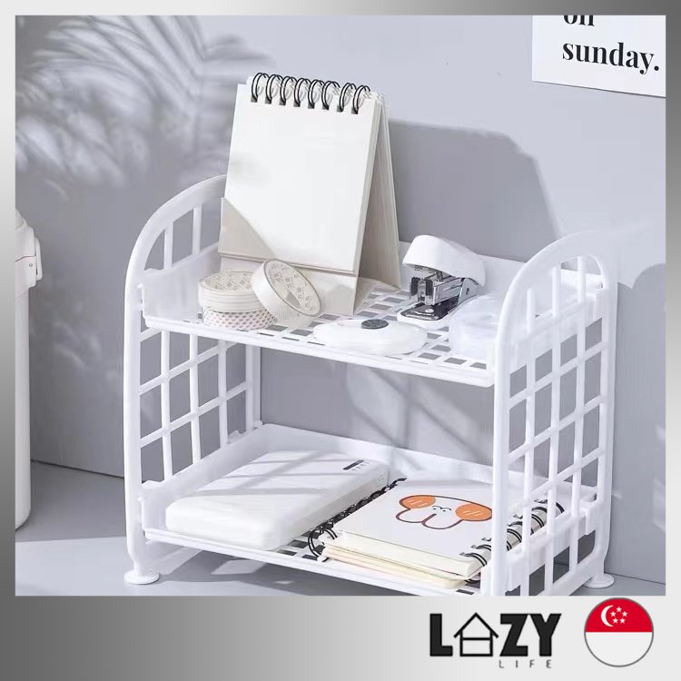 [SG LOCAL] Creamy Designed Table Storage Rack, Simple Double-Layer Desk ...
