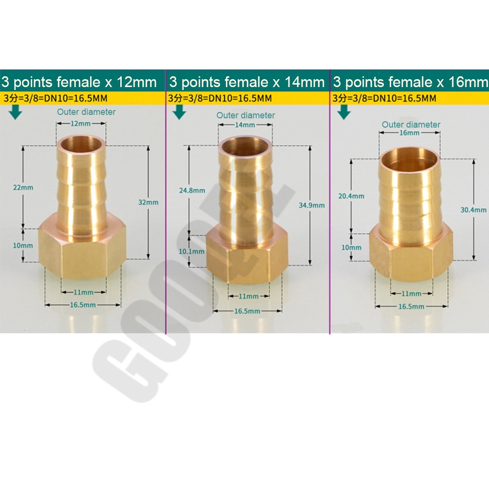 1pcsBrass Hose Fitting 6/8/10/12/14/19mmBarb Tail 1/8