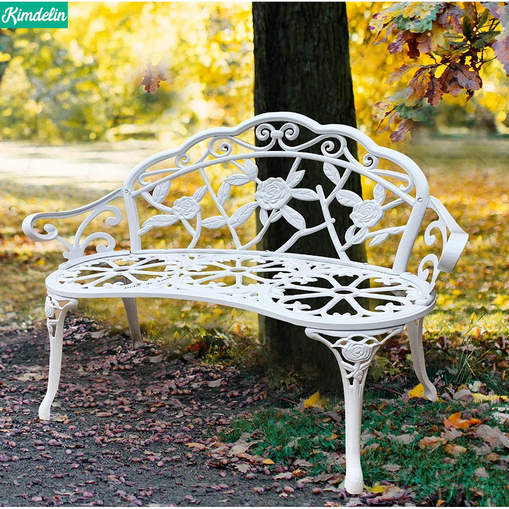 garden bench, metal park bench cast-aluminum outdoor benches front