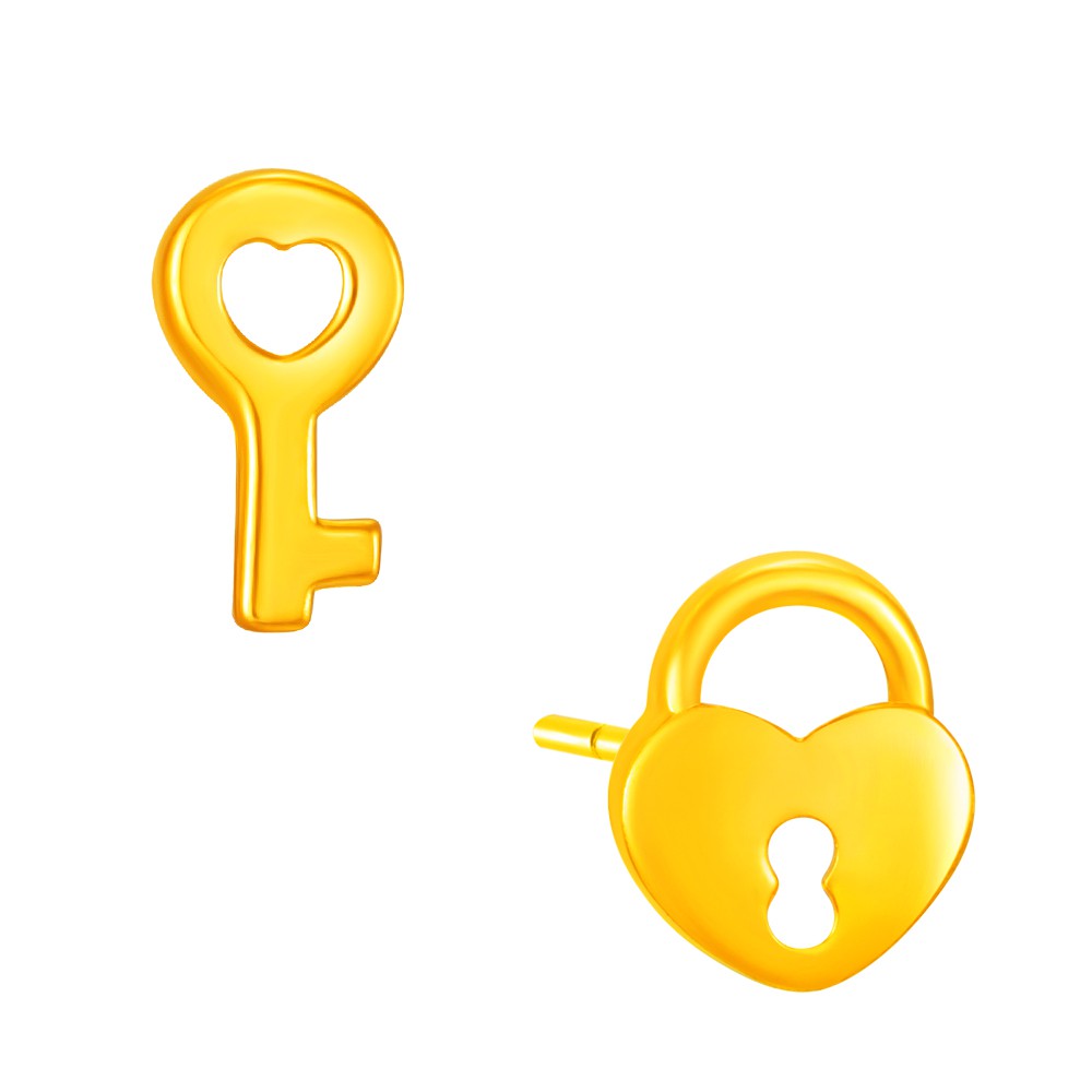 Moneymax Jewellery 916 Love Gold Princess Lock And Key Earrings Ne1397 Shopee Singapore