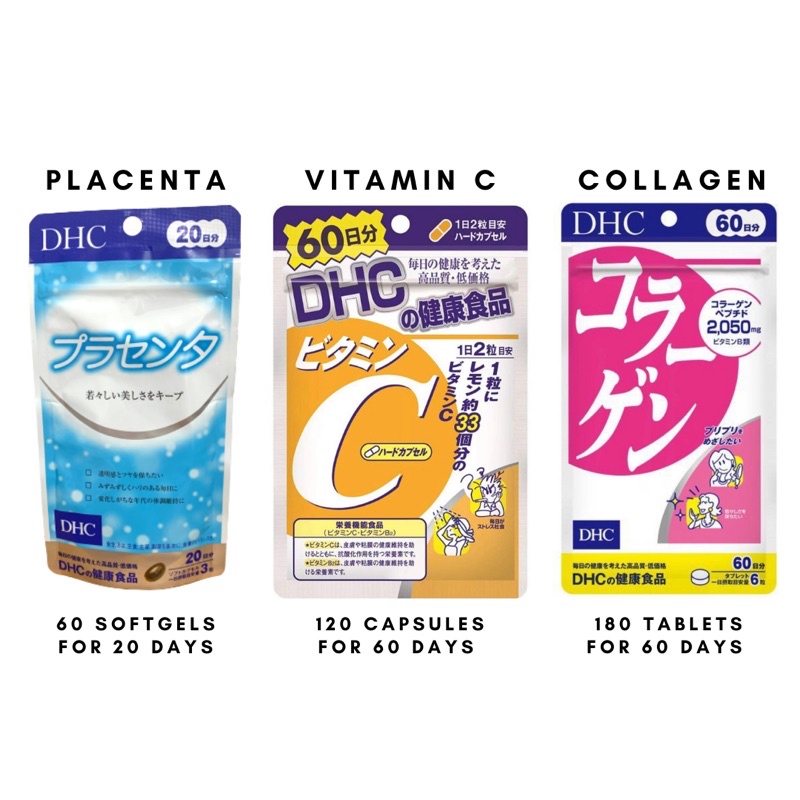 Sg Stock Dhc Supplements Placenta Days Vitamin C 60 Days Collagen 60 Days Shopee Singapore