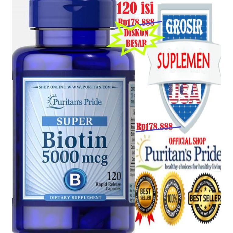 Puritan BIOTIN SUPER 5000 mcg u / Hair Loss (Contents 120) Complete (Code 1| Code 2|Code | Shopee Singapore