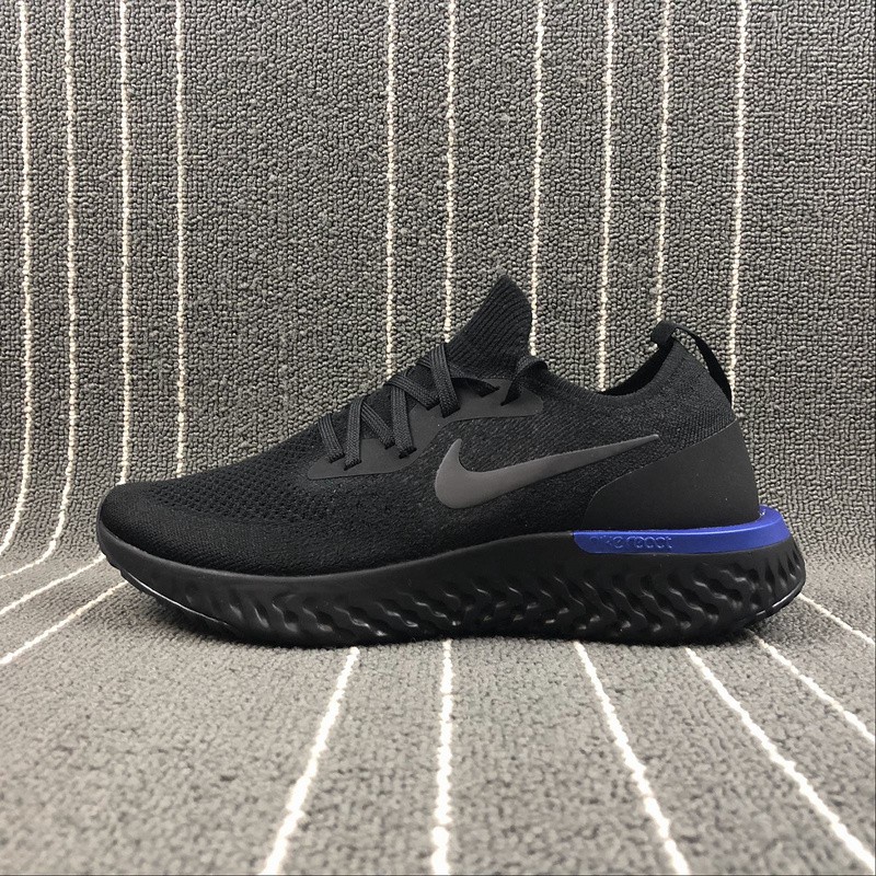 epic react flyknit men's black blue