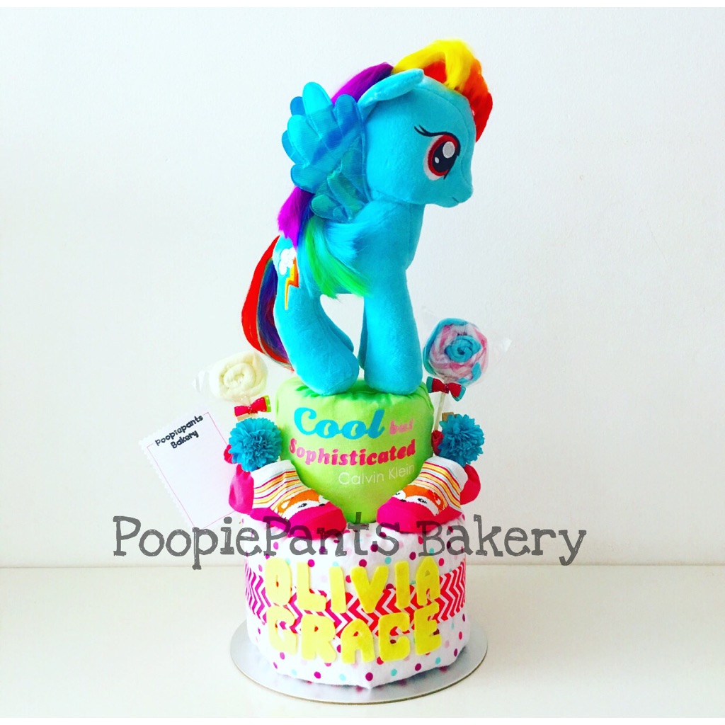 Luxury Calvin Klein Diaper Cake With My Little Pony Plush Toy | Shopee  Singapore