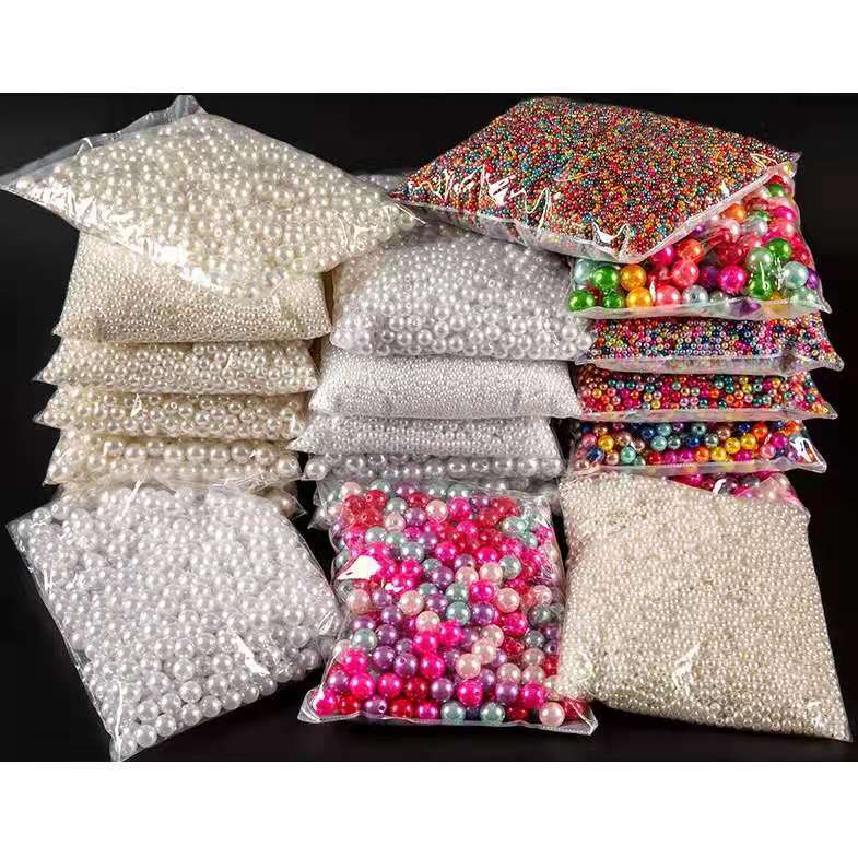 Manilago 3/4/6/8/10/12MM with Hole ABS Faux Pearl Beads Loose Beads for DIY Jewelry Supply Bracelet