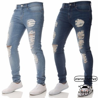 Image of WHG-2018 New Fashion Men&acute;s Skinny Ripped Destroyed Distressed Jeans