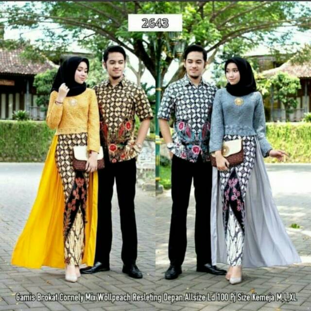  free ongkir kebaya  brukat batik couple  robe brukat 2643 