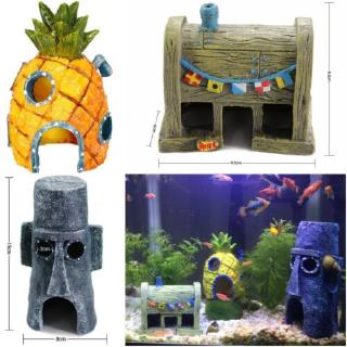 Aquarium Ornament Spongebob Squidward Pineapple Fish Tank ...