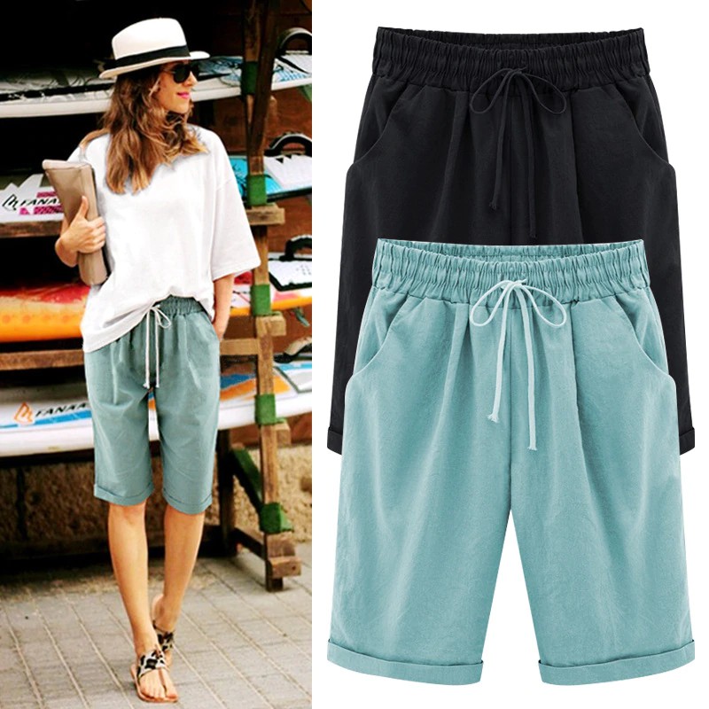 womens knee length shorts plus size