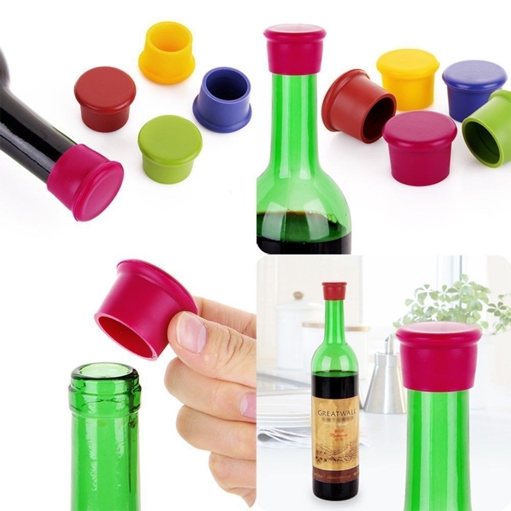 1pc/5pcs Durable  Wine Bottle Stopper Silicone Cap Beverage Closure Preservation 