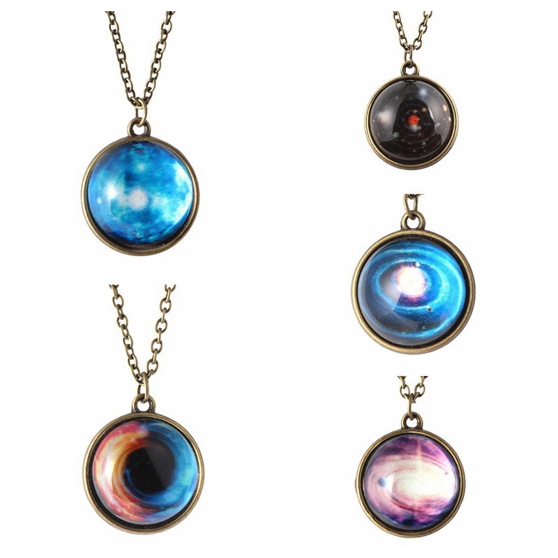 Galaxy Pendant Necklace Chain Glass Universe Necklace For Gift Shopee Singapore - galaxy necklace roblox t shirt