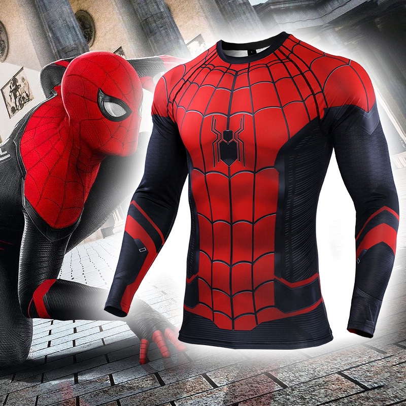 Raglan Sleeve Spiderman 3D Printed T Shirts Men Compression Shirts Long  Sleeve Training Tops Tees Gyms Fitness T-shirt Rashguard | Shopee Singapore