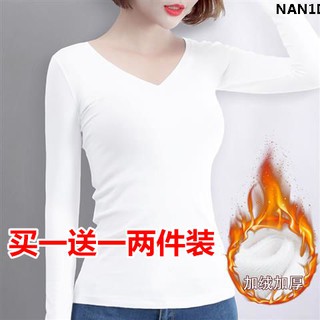 women's thermal v neck tops