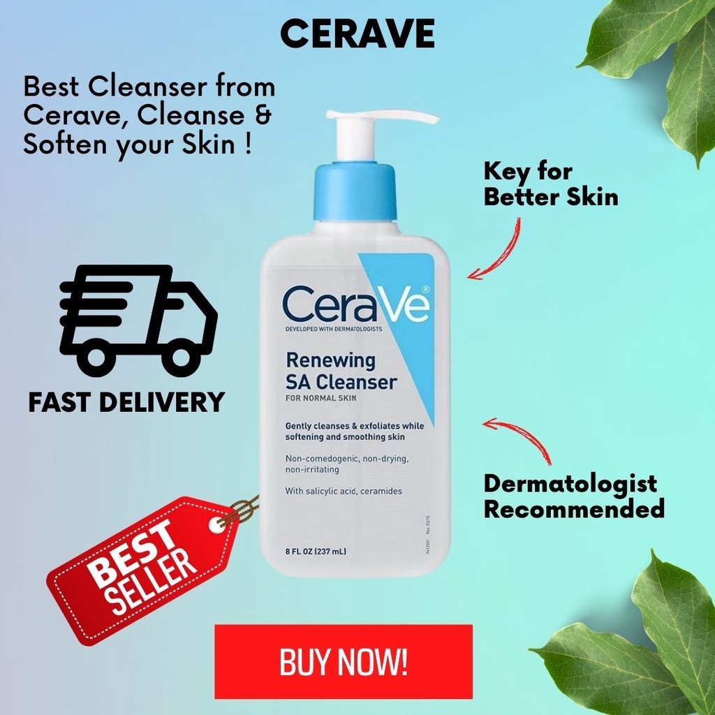 CeraVe SA Smoothing Cleanser 236ml For Dry Rough and Bumpy Skins