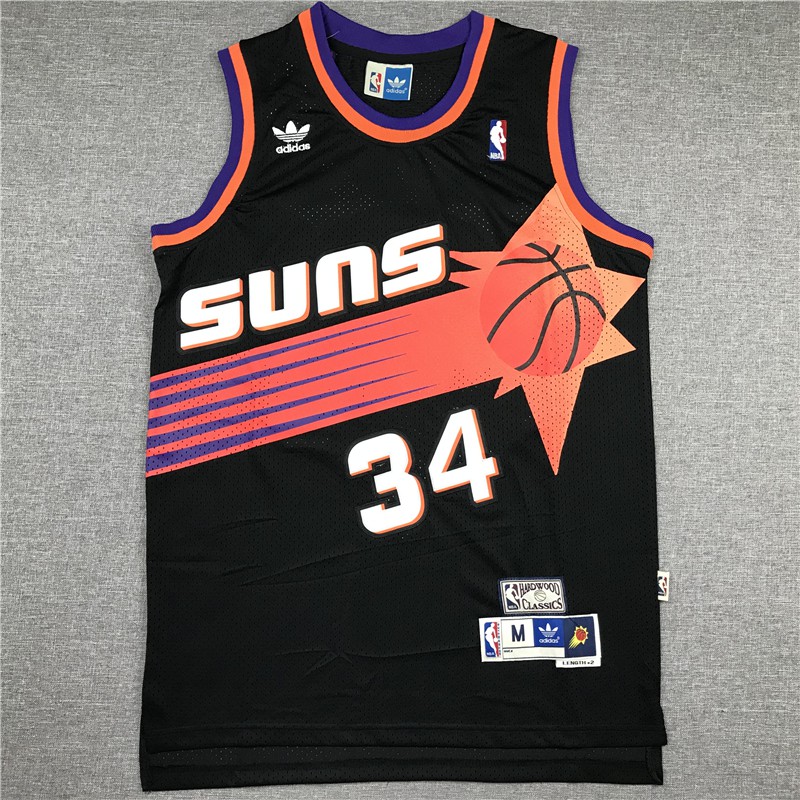 S-XXL Phoenix Suns #34 Charles Barkley Retro Black Basketball Jersey Size 