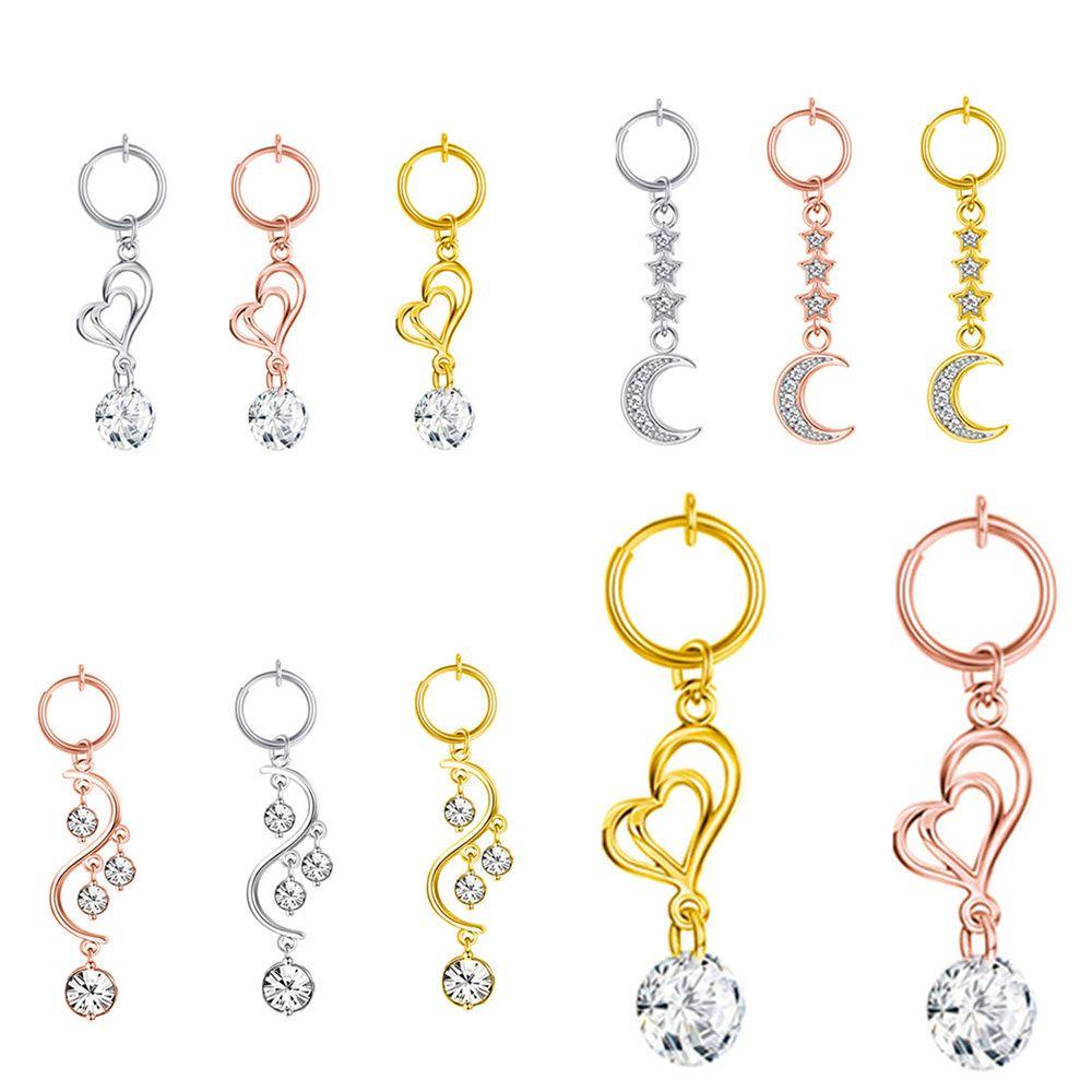 Image of CACTU Body Jewelry Belly Button Ring Cartilage Fake Belly Piercing Navel Ring Heart Umbilical Fake Pircing Earring Clip Butterfly Clip #8