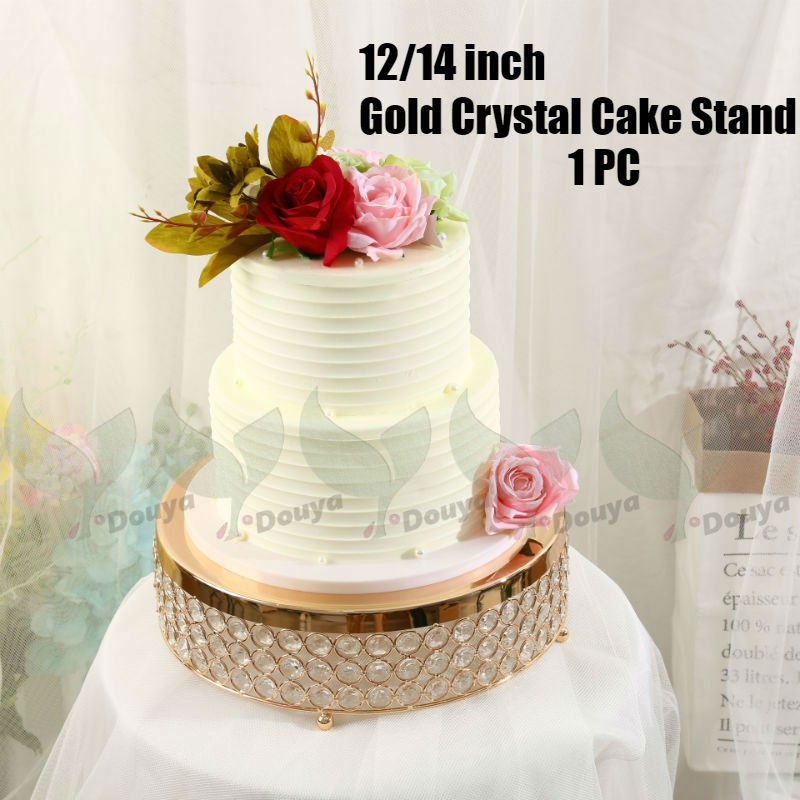 Antique Cake Stand Round Gold Cake Stand With Crystal Beads Wedding Metal Cake Centerpiece Stand Wedding Party Decor Shopee Singapore