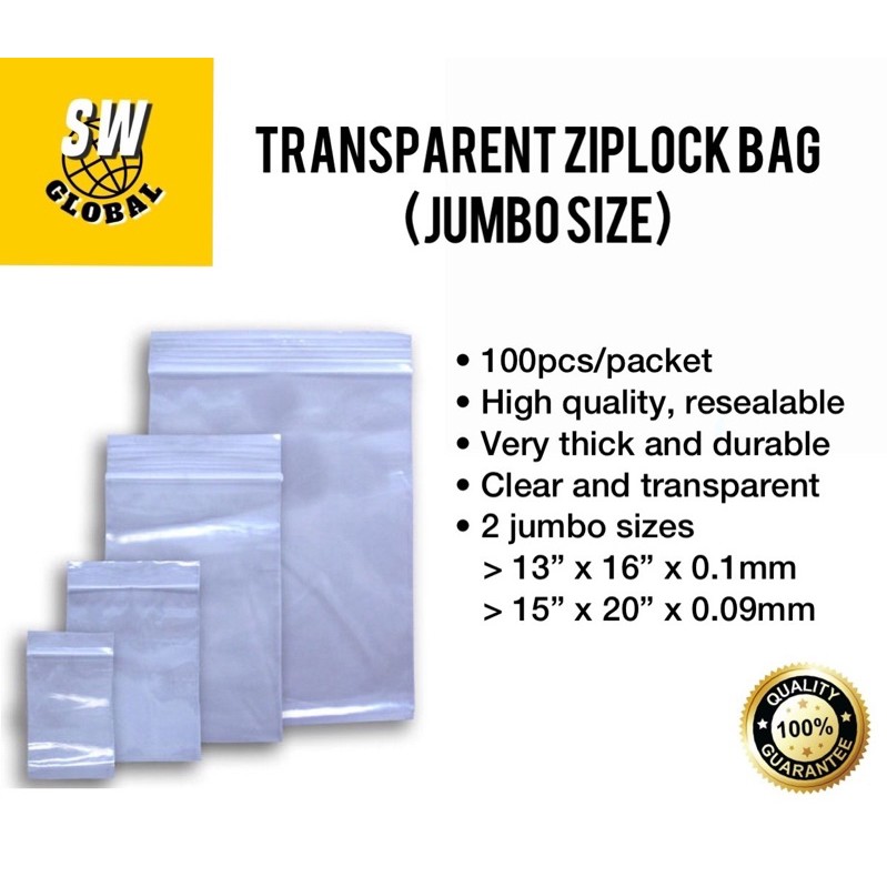 [SG] Ziplock bag / jumbo sizes / resealable / transparent Shopee