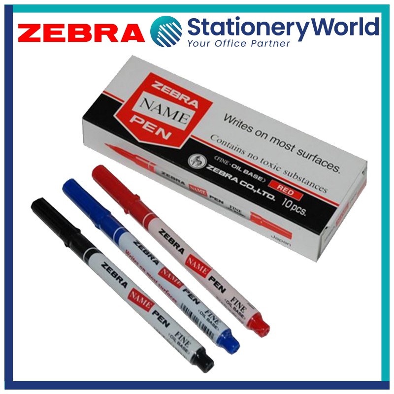 [Box of 10] Zebra Name Pen Permanent Marker | Shopee Singapore