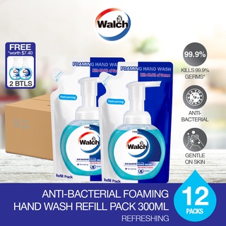 Image of Walch Anti-bacterial Foaming Hand Wash Refill Pack 300ml x 12 Packets FREE 2 Bottles