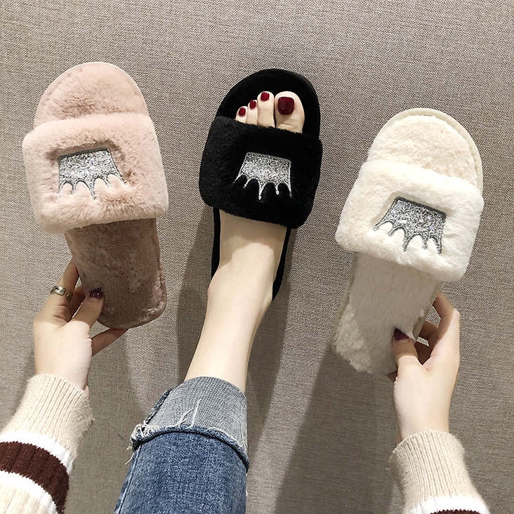 fuzzy slippers womens