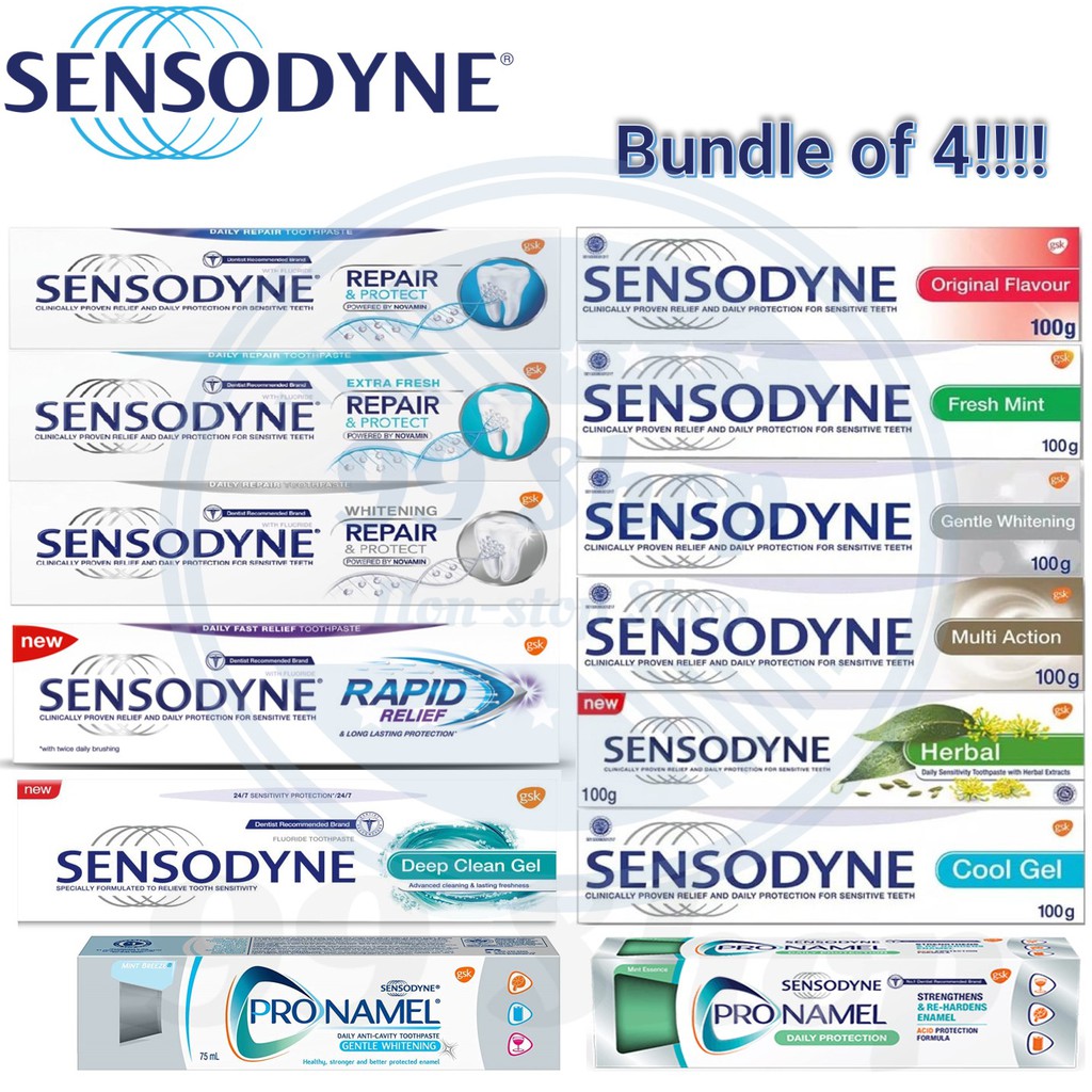 Sensodyne (Bundle of 4) Sensitive Toothpaste Repair & Protect / Rapid ...