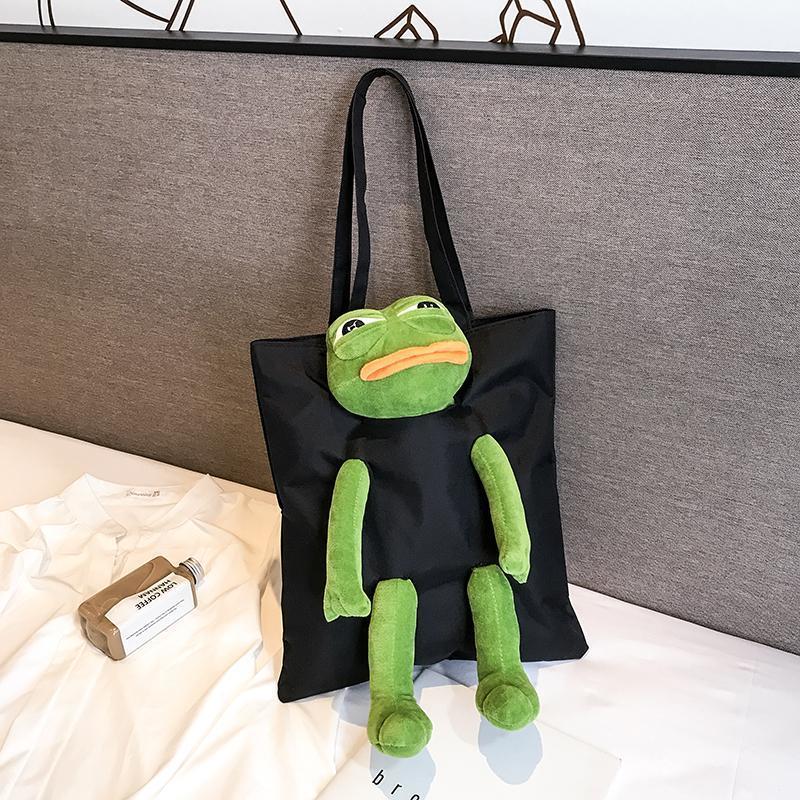 Pepe Meme Frog Womens Canvas Hobo Handbags Shoulder Bag Tote Bag 
