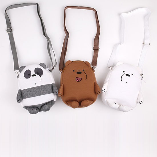  we  bare  bears  embroidery sling bag  kids small cartoon 