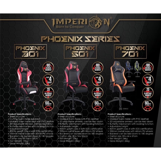  GAMING  IMPERION  CHAIR PHOENIX  301  501 701 RGB Shopee 