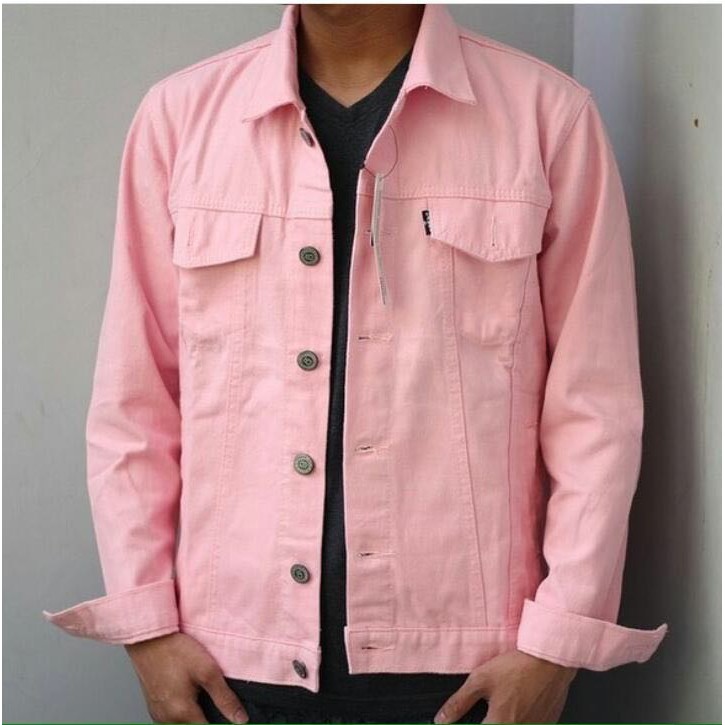 baby pink denim jacket for men