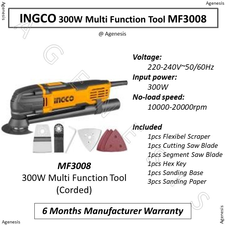 Ingco Utensile Multifunzione 300W - Smerigliatrice E Raschietto Elettrico Con Accessori - Foto 10