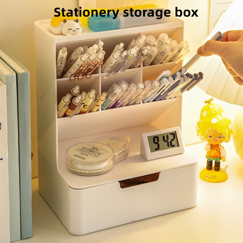 Oblique Pen Holder Large Capacity Stationery Storage Box Desktop Shelf