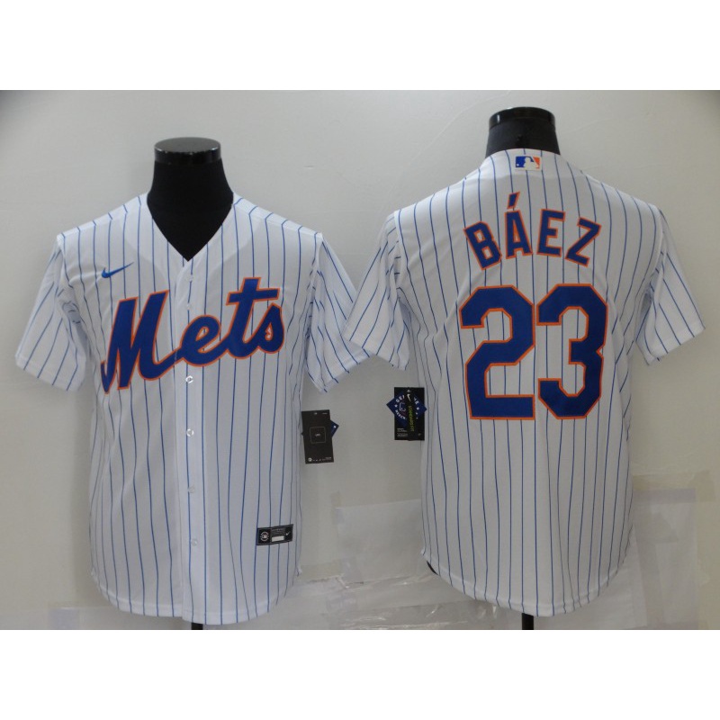 Javier Baez Men's Replica New York Mets Black/White Jersey - New